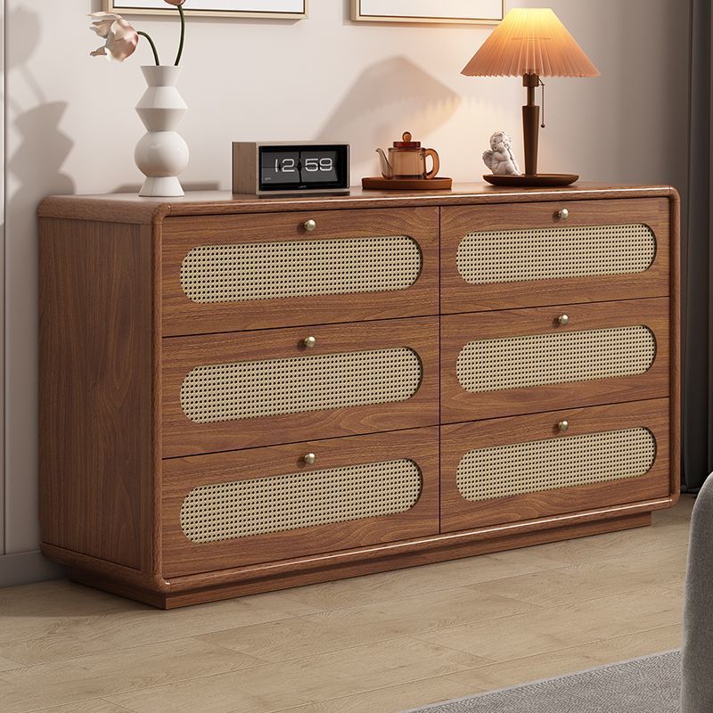 新中式斗柜藤编柜子抽屉式收纳柜置物柜床尾玩具柜多层柜子复古风