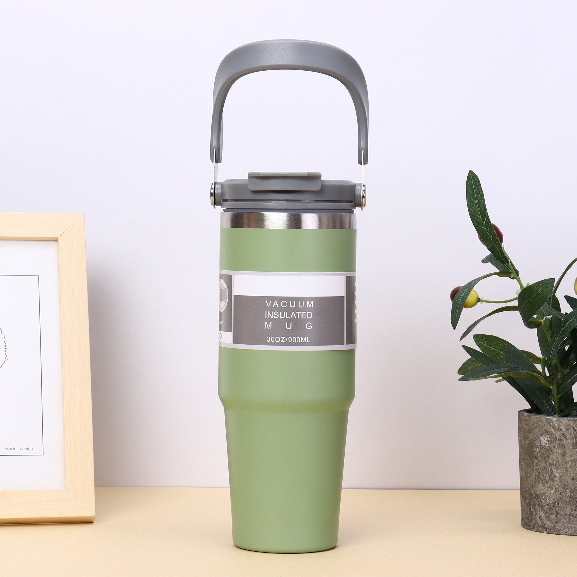 Explosión transfronteriza gradiente 30oz taza de automóvil portátil de gran capacidad con paja 304 taza de aislamiento al vacío de acero inoxidable