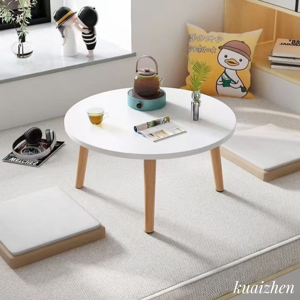 Small Round Coffee Table for Bay Window, Side Table, Small Table for Tatami, Balcony, Bedroom, Kang Table, Rental Room, Study, Dining, Ins