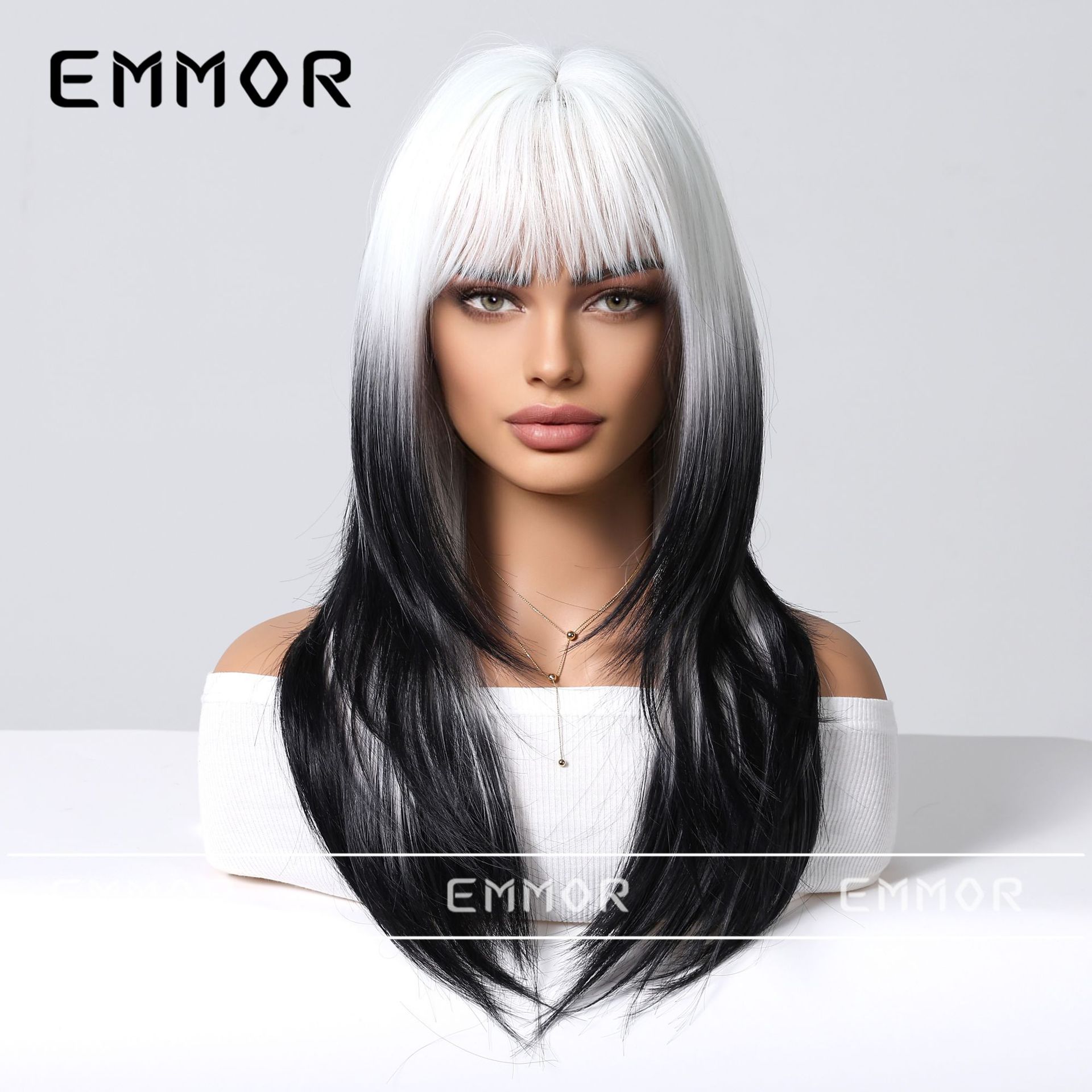 Nuevo flequillo de color degradado, cabello rizado de longitud media de alto nivel, peinado y reducción de la edad, peluca de dopamina de verano, tipo de cabello completo image 11