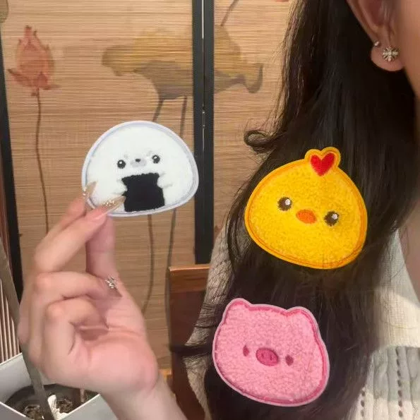 Cute Chick and Pig Seamless Hair Stickers for Girls, Magic Stickers for Tidying up Bangs, Creative Hair Accessories