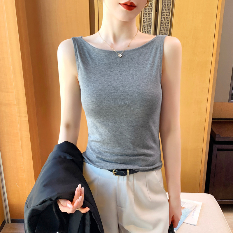 Boat Neck One-Shoulder Camisole Vest for Women, Suitable for Wearing under a Suit, 2026 New Summer Style, Slim Fit Sleeveless Base Top