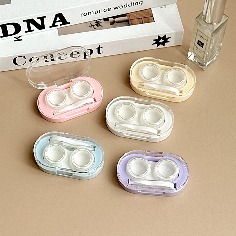 New simple transparent contact lens case, high-value colored lens care box, macaron companion box with tweezers and suction stick New simple transparent contact lens case, high-value colored lens care box, macaron companion box with tweezers and suction stick