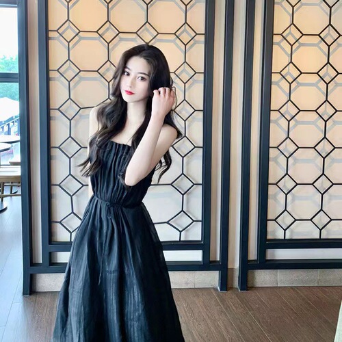 2025 New Strappy Long Dress Commute Elegant Slimming Tall Body Shaping Belted Dress for Women and Girls Summer