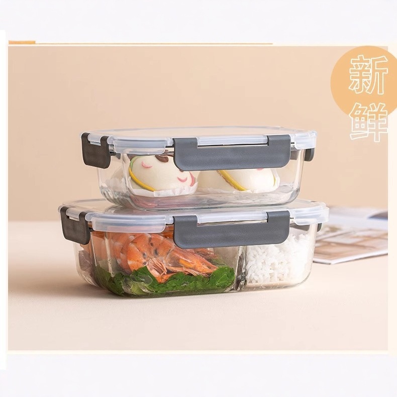 Caja de almuerzo de vidrio transfronteriza, horno de microondas para trabajadores de oficina con arroz y tazón de conservación, lavaplatos, refrigerador, refrigerador