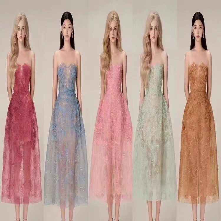 Vietnamese Niche High-End Heavy-Duty Three-Dimensional Floral Sequin Lace Sheer Mesh Gown Fairy-Like Dress for Women Vietnamese Niche High-End Heavy-Duty Three-Dimensional Floral Sequin Lace Sheer Mesh Gown Fairy-Like Dress for Women