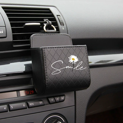 White Daisy Car Air Vent Storage Box Hanging Bag Car Interior Decoration Creative Cartoon Car Storage Organizer (Car storage bag/box) - white-daisy-car-air-vent-storage-box-9512cm