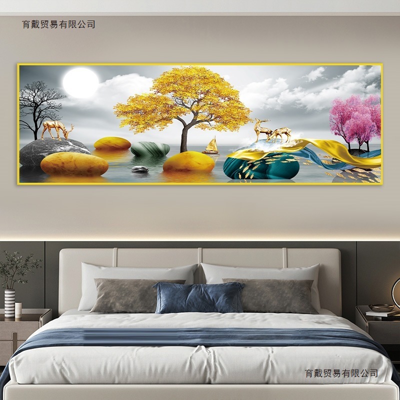 Decoración de la cabecera del dormitorio autoadhesivo pegatinas de espalda Jinshan sala de estar sala principal hotel fondo pegatinas de pared colgando papel pintado
