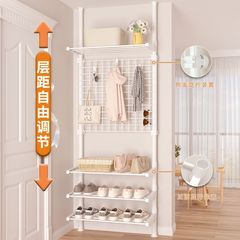 天井から床までのスクリーンパーティション、グリッド収納ラック、玄関、寝室、雰囲気の良いもの、賃貸住宅リフォームの成果物