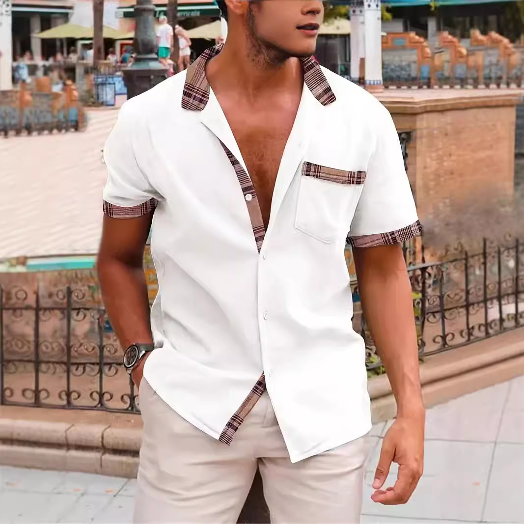 2025 Cross-Border Temu Casual Fashion Lapel 3D Printed Cat Men's Short-Sleeved Casual Shirt