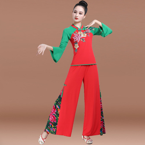 Yangge Dance Performance Costume Women's Flowing Chinese Style Ethnic Square Dance Clothing  New Waist Drum Dance Suit
