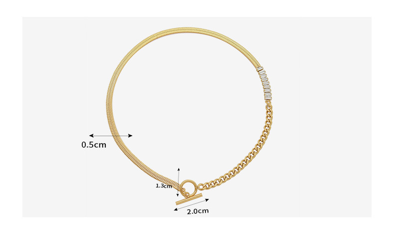 Fashion Ot Buckle Zircon Stitching 18k Real Gold Plated Titanium Steel Clavicle Chain display picture 1
