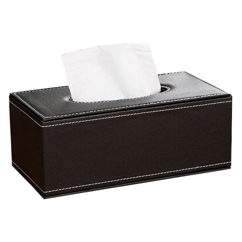 Caja de pañuelos de cuero del hogar caja de pañuelos de cuero impreso logotipo Hotel pu caja de pañuelos de comedor de coche
