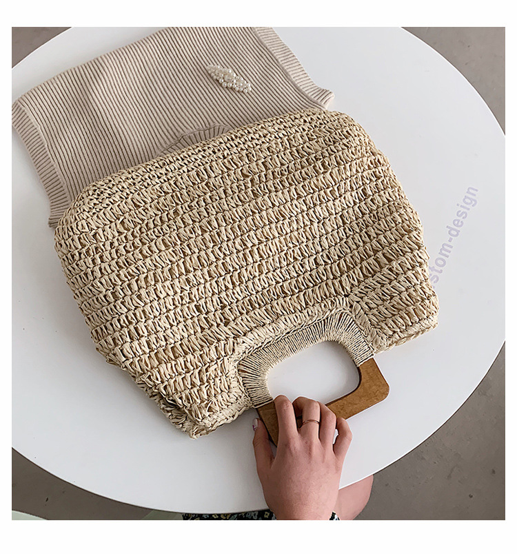 567g Weight Zipper Closure Type Top Handle Strap Type Straw Bag Bags Type Holiday Occasion Straw Material Solid Color Pattern All Seasons Season Women's Gender Vacation Style Oval Shape Khaki, Beige Color Large Size Large Straw Straw Bag Shoulder Bags 13