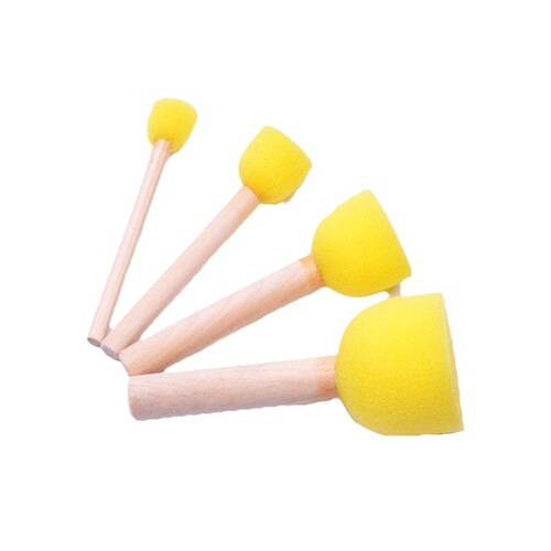 Manufacturer wholesale mushroom head sponge painting brush children early education DIY graffiti tool painting seal round wooden handle