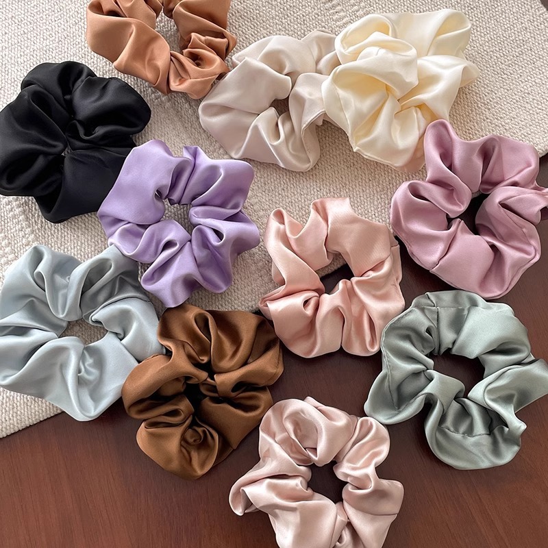 Anillo de pelo de cerdo coreano de seda satén de color sólido de alta calidad de la cabeza de la cuerda de cabello de flores de estilo francés de cola de caballo correa de cabello para mujeres