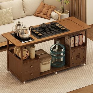 Mobile Tea Table Household Small Tea Table Kettle Integrated Tea Cabinet Tea Car Soaking Coffee Table Sofa Side Table Tea Set suit
