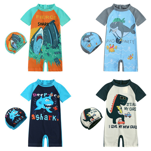 2024 new children's swimsuits, one-piece harems, boys and girls, large, medium and small children's sun protection swimsuits, baby swimsuits