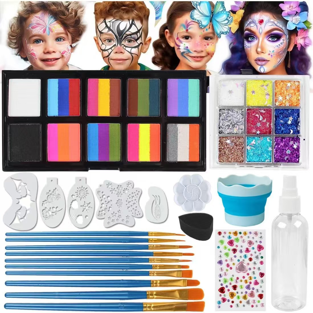 Transfronterizos nuevos 42 colores solubles en agua pintura corporal set de pintura infantil crema de pintura de la Copa del Mundo de fans de vacaciones