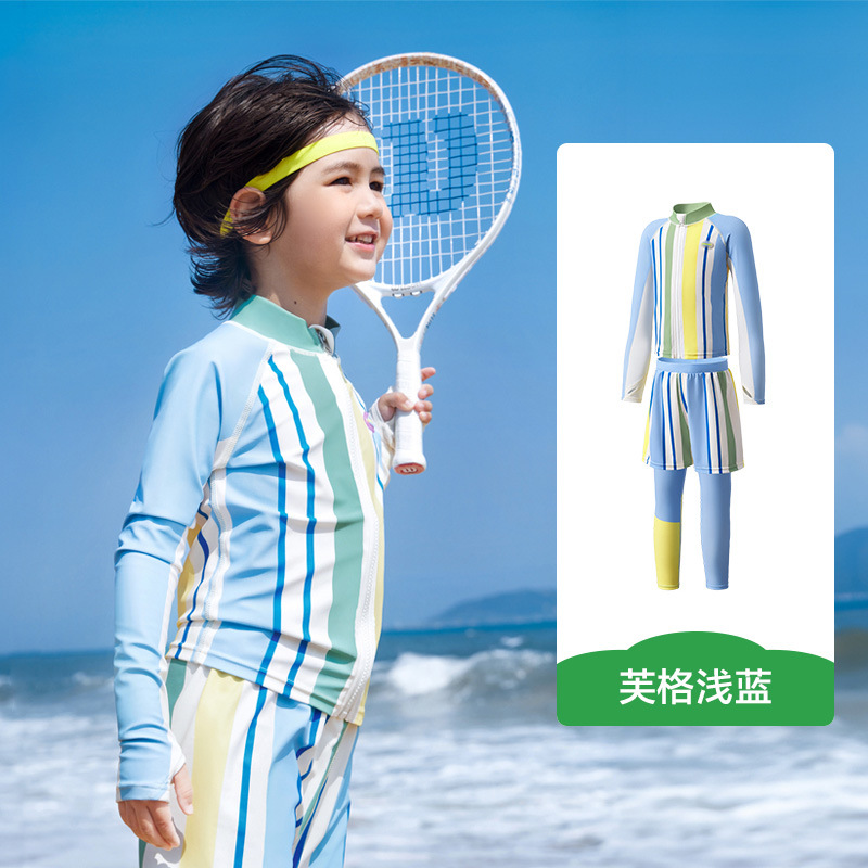 KK Tree Traje de baño profesional para niños de manga larga para niños y niñas Pantalones de baño divididos Protector solar Traje para niños de mediana edad