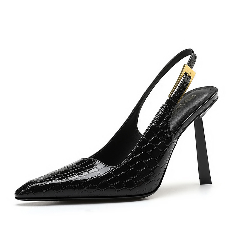 Crocodile pattern 5cm black heel
