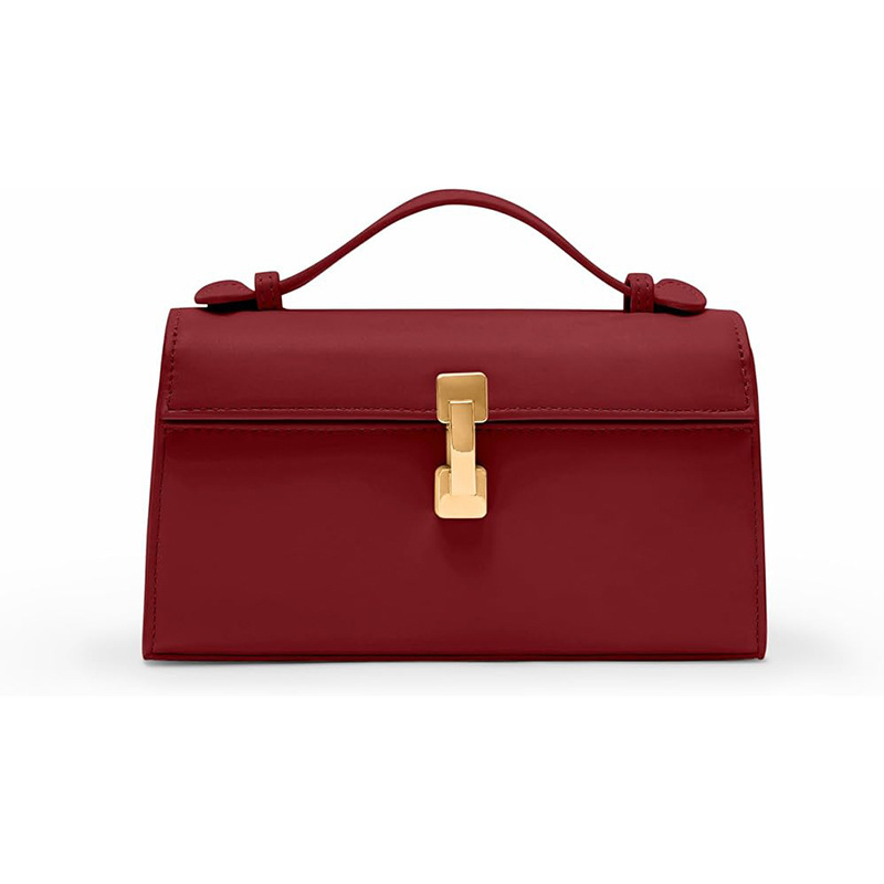 Women's Clutch Small Wallet Top Handle Evening Bag Adjustable Crossbody Bag Fashion Pu Leather Dark Red