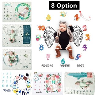 Wholesale Flannel Blanket Milestone Baby Month Children Photography Background Cloth Body Cover Blanket Baby Blanket