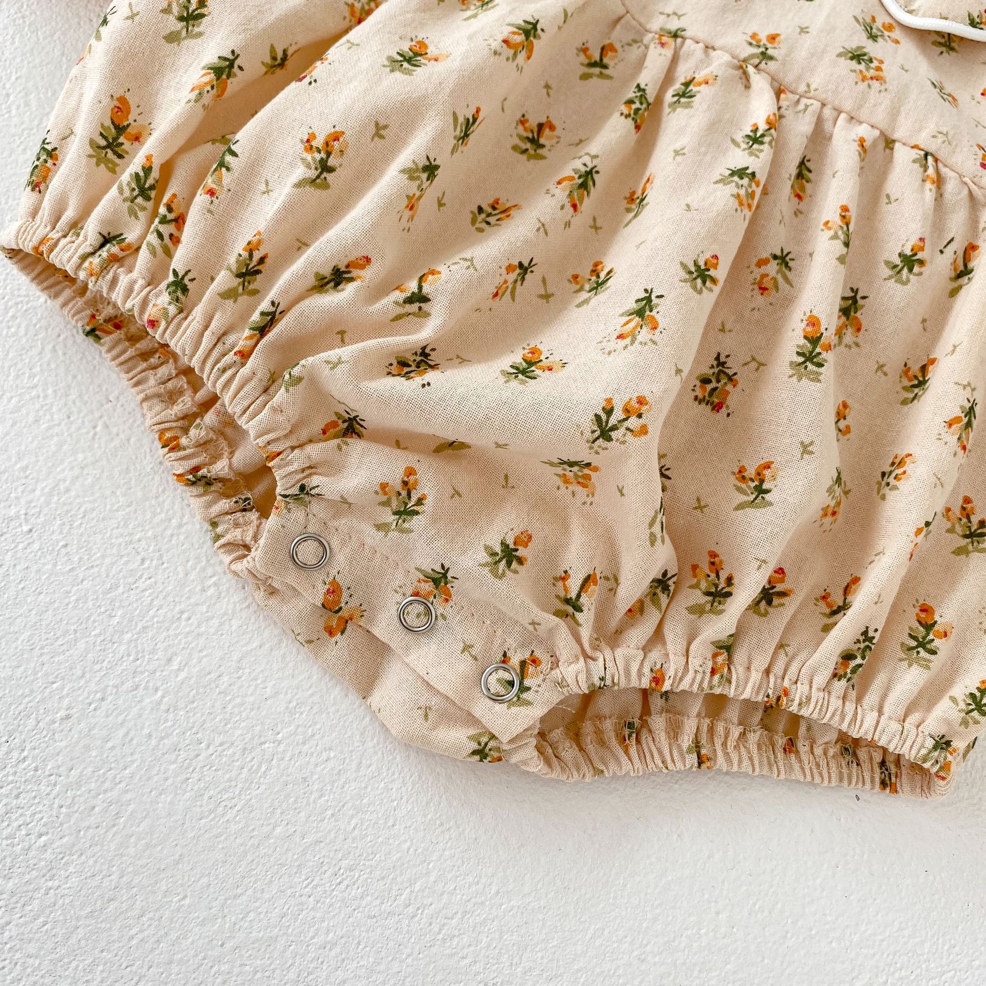 Ins 2024 autumn outfit girl baby doll collar floral long sleeved triangle Ha crawling clothes jumpsuit_voghion.com