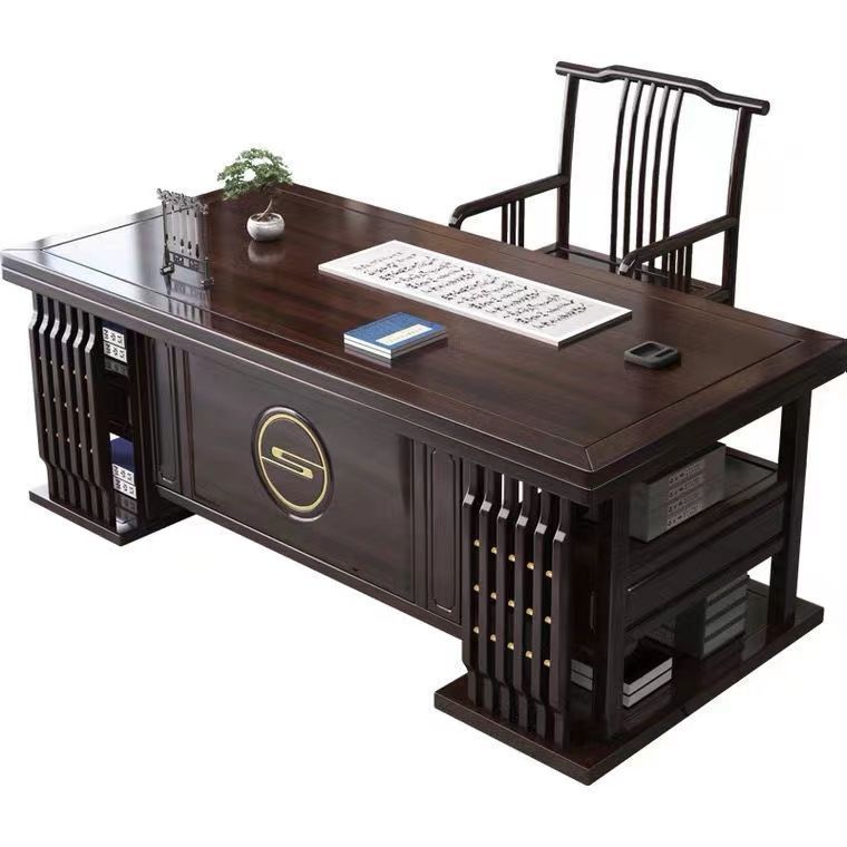 New Chinese Style Solid Wood Desk and Chair Combination Office Desk Study Calligraphy and Painting Table Modern Light Luxury Home Writing Desk