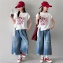 字母女童夏季短袖阔腿裤