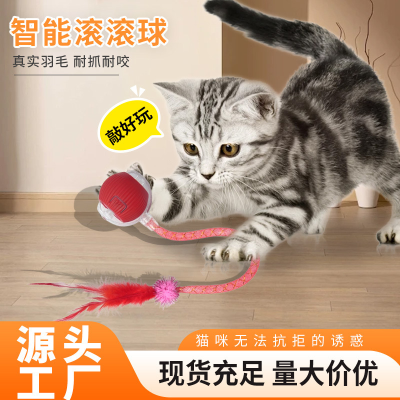 犬の散歩用のスマートな自動猫おもちゃボール、猫のおもちゃを楽しませて退屈を和らげる電動子猫猫おもちゃボール、サイレントジャンプボール猫おもちゃ|undefined