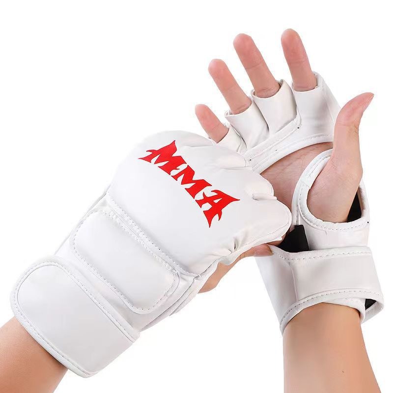 Medio dedo guantes de boxeo adultos niños Sanda lucha UFC guantes de boxeo Muay Thai boxeo entrenamiento MMA guantes de boxeo