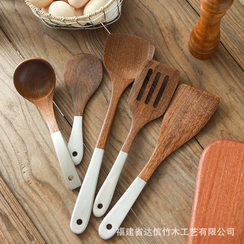 Ala de pollo espátula de madera antiadherente pan especial mango largo traje de espátula de madera maciza pala de cocina resistente a altas temperaturas espátula de madera letras