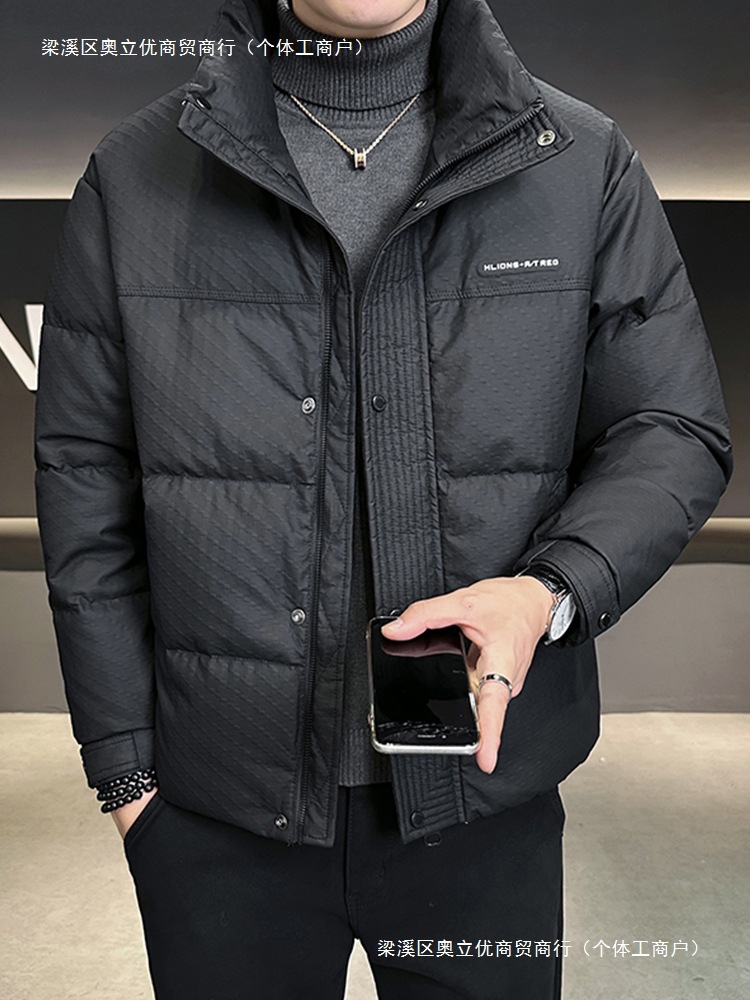 Down Jacket Men's Winter 2024 New Thickeneded Stand-Up Collar Men's High-End Handsome Winter Clothing Light Leather down Jacket