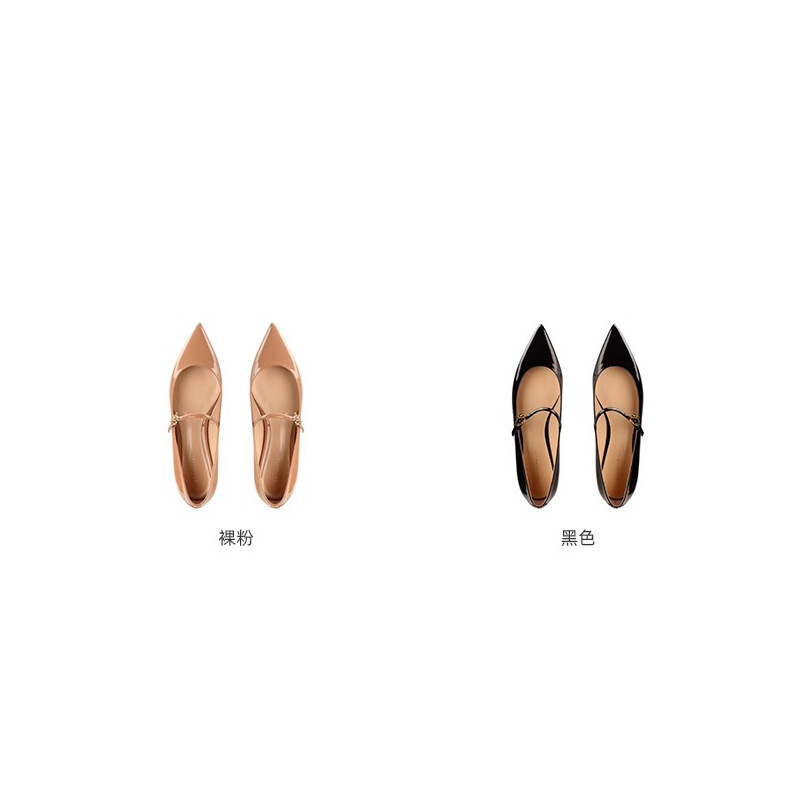Grape Mom nuevo estilo estilo coreano temperamento charol pequeño puntiagudo se ve delgado con boca poco profunda pequeños zapatos planos de tacón bajo mujeres