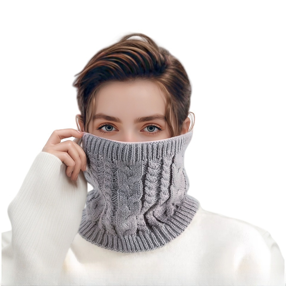 Unisex winterwarmer met fleecevoering en verdikking voor buitenfietsen, koudebestendige, gedraaide gebreide nekwarmer, grensoverschrijdend_voghion.com