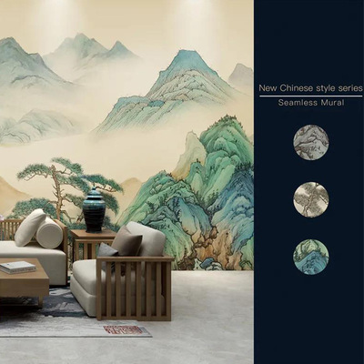 牆布無縫壁布廠家新中式定制壁畫背景牆客廳沙發電視壁布輕奢立體