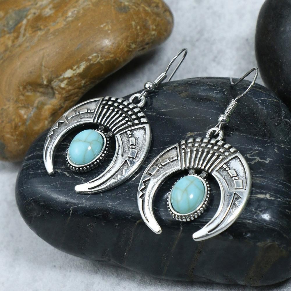 9g Weight Alloy Ear Needle Material Drop Earrings Classification 1 Pair Quantity Holiday, Daily Occasion Alloy Material Geometric Pattern All Seasons Season Women's Gender Polished Finish Plating Design Retro, Ethnic Style Style 1 Pair Retro Ethnic Style Geometric Plating Alloy Drop Earrings 14