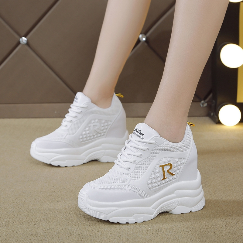 Inner Height-Increasing White Sneakers for Women, 2026 Spring New Style, Soft-Soled Versatile Mesh Shoes, Sports Casual Shoes, Breathable Mesh Women's Shoes