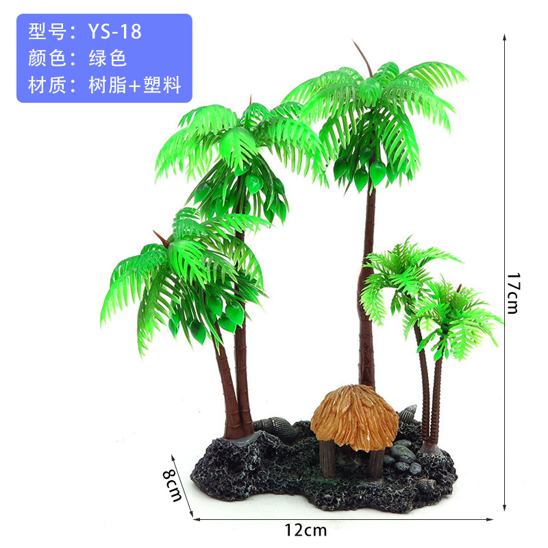 Suministros para mascotas simulación agua hierba sushi hotel bonsai accesorios pecera paisajismo plástico planta mesa de arena psicológica cocotero