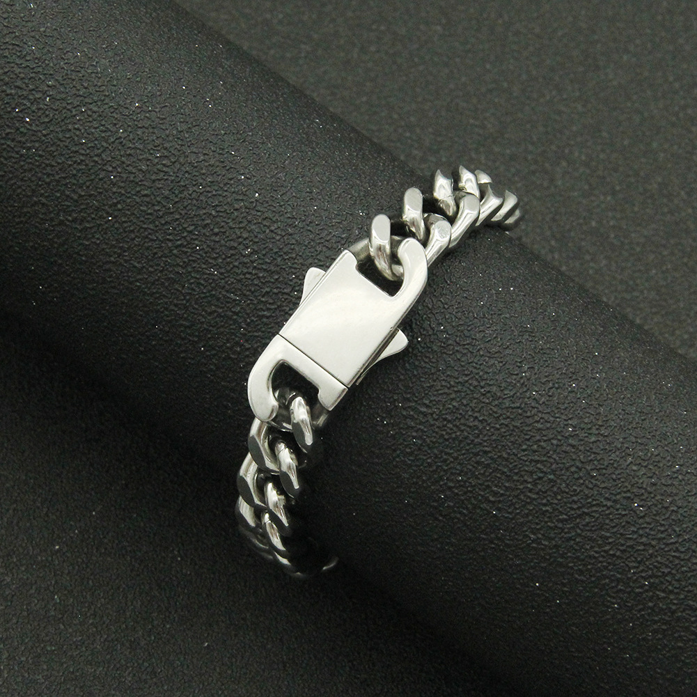 Hip-hop Punk Glossy Stainless Steel Spring Clasp Cuban Chain Trendy Necklace display picture 5