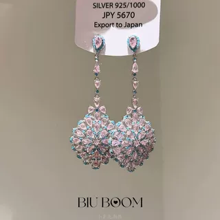 「biu boom」欧式复古爆闪撞色藤花耳钉轻奢重工晚宴满钻耳饰