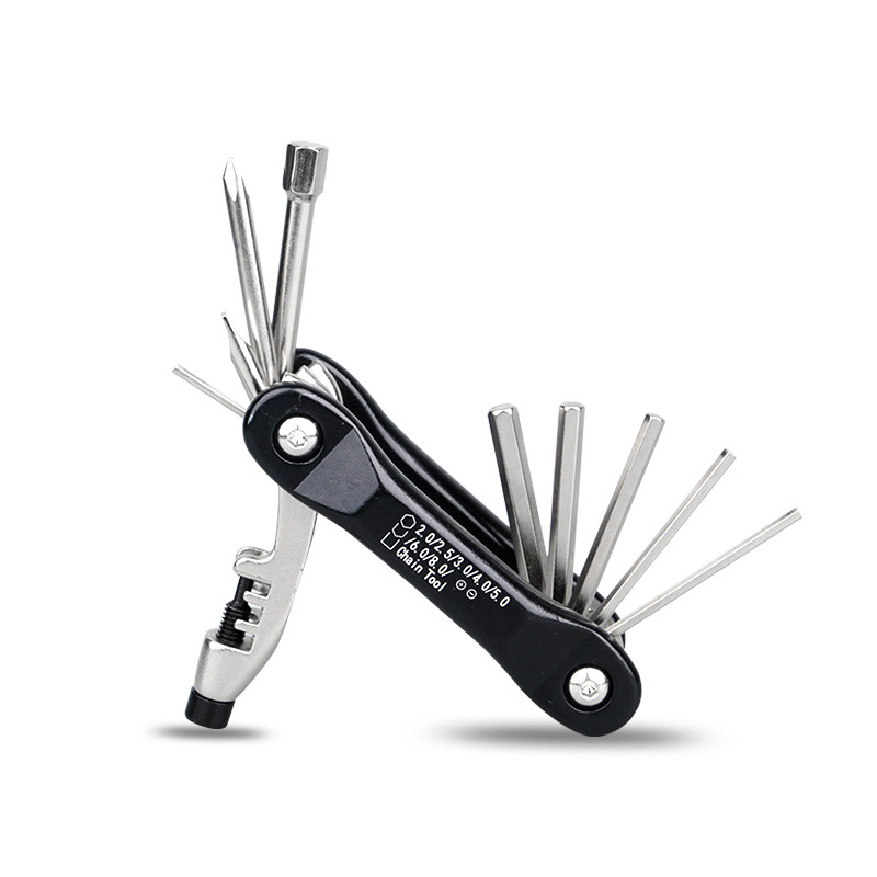 Nueva herramienta de bicicleta herramienta de combinación de mantenimiento multifuncional portátil con cortador de cadena equipo de equitación