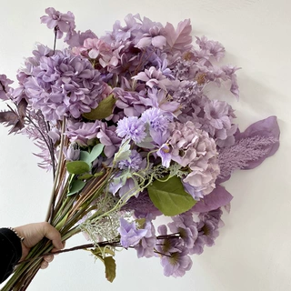 新款浪漫梦幻紫色系仿真花材婚礼堂吊顶路引地排绢花酒店装饰假花
