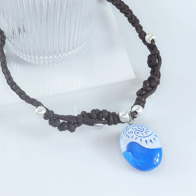 Burned Blue Ocean Wonder Series Necklace Moana Princess Geometric Hollow Knot Necklace Necklace