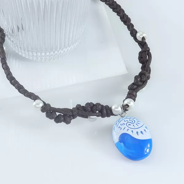 Burned Blue Ocean Wonder Series Necklace Moana Princess Geometric Hollow Knot Necklace Necklace