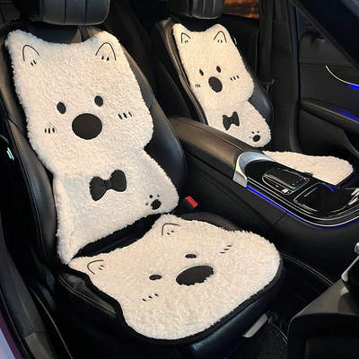 Cartoon Cute West Highland Car — Seat cushion, seat cover - winter-plush-west-highland-cute-puppy-seat-cushion-backrest-set-of-4-no-specifications