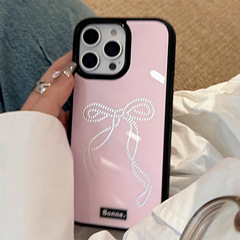 金彩装飾のインスタ映えする甘くてクールなスタイルのiPhone16/Apple 17 Pro Max/13/14/12対応スマホケース（蝶結び付き）