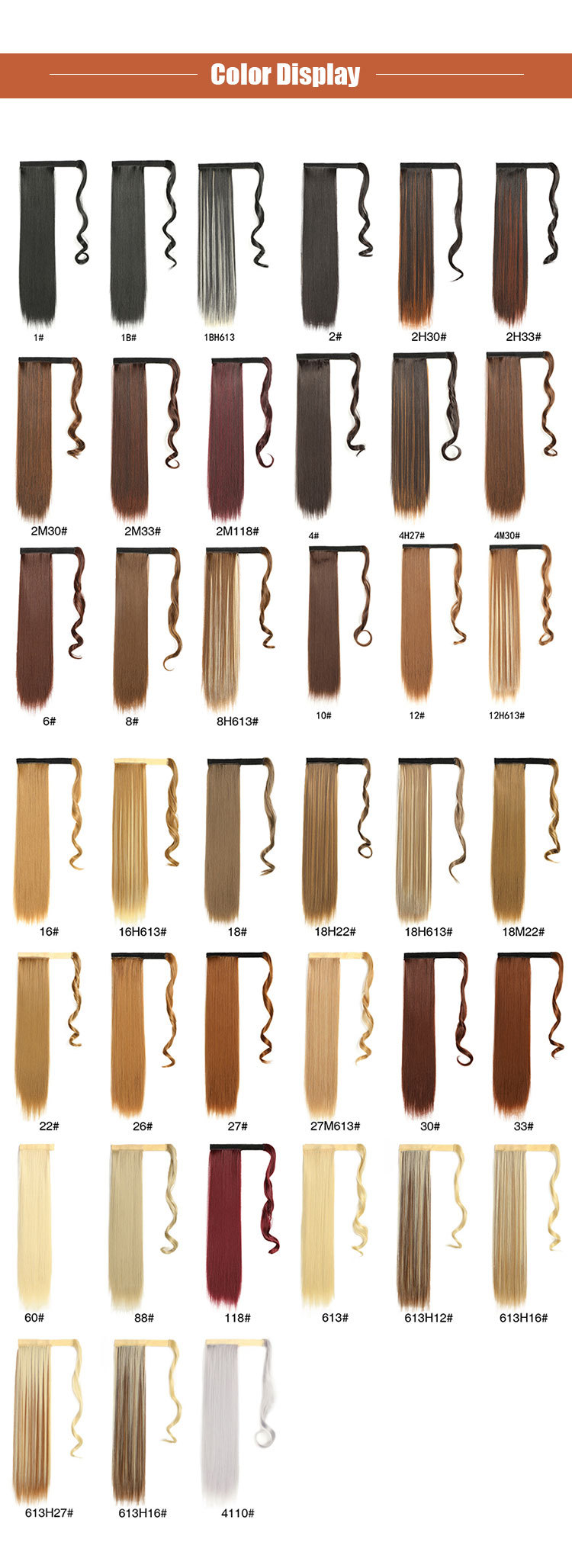 Kunsthaar, langes Haar, Chemiefaser, Hochtemperatur-Seide, gerader geflochtener Pferdeschwanz_voghion.com