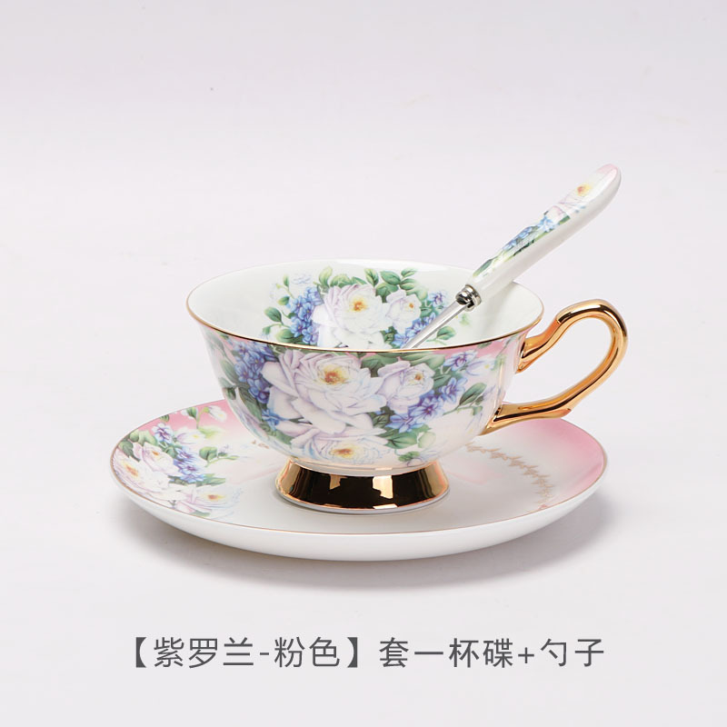 Estilo europeo elegante flor hueso China taza de café y platillo de alta gama oro británico tarde té conjunto luz lujo flor taza de té caja de regalo